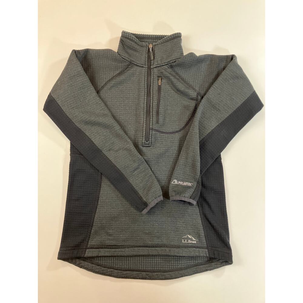 L.L.Bean Women’s Polartec Half Zip Fleece Pullover Gray Black Stretch Outdoor